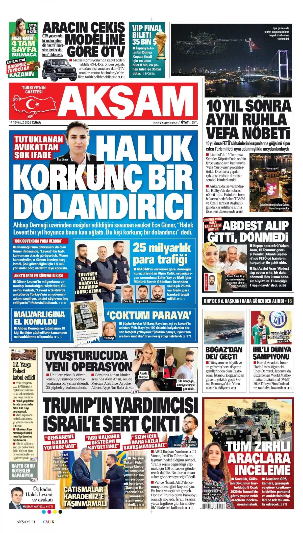 16 TEMMUZ 2026 · 4 e-gazete kapağı